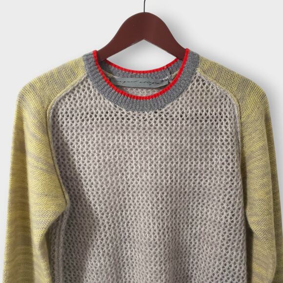 Raquel Allegra Lilith Cashmere Sweater in Concrete Contrast Open Knit Sz 1(US-M) - Picture 2 of 14